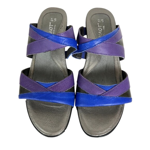 Naot Siren Comfort Wedge Sandals  EU 37 / US 6  Purple Blue & Black Leather - Picture 2 of 13